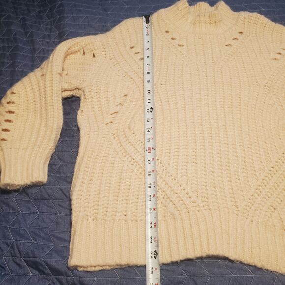 LOFT Size L Loose Chunky Knit Sweater Baby Pink Mock Neck Acrylic Alpaca Blend - Picture 9 of 9